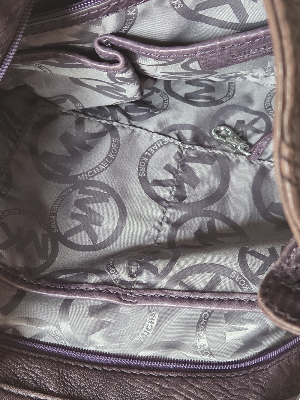 Low Start MICHAEL Michael Kors Deep Plum Pebbled Leather Shoulder Bag - Picture 11 of 16